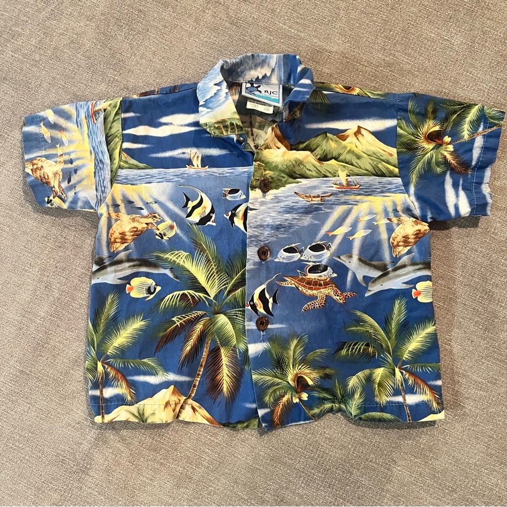 RJC Made In Hawaii Infant Size 24 Months Hawaiian Shirt 100% Cotton Vintage
